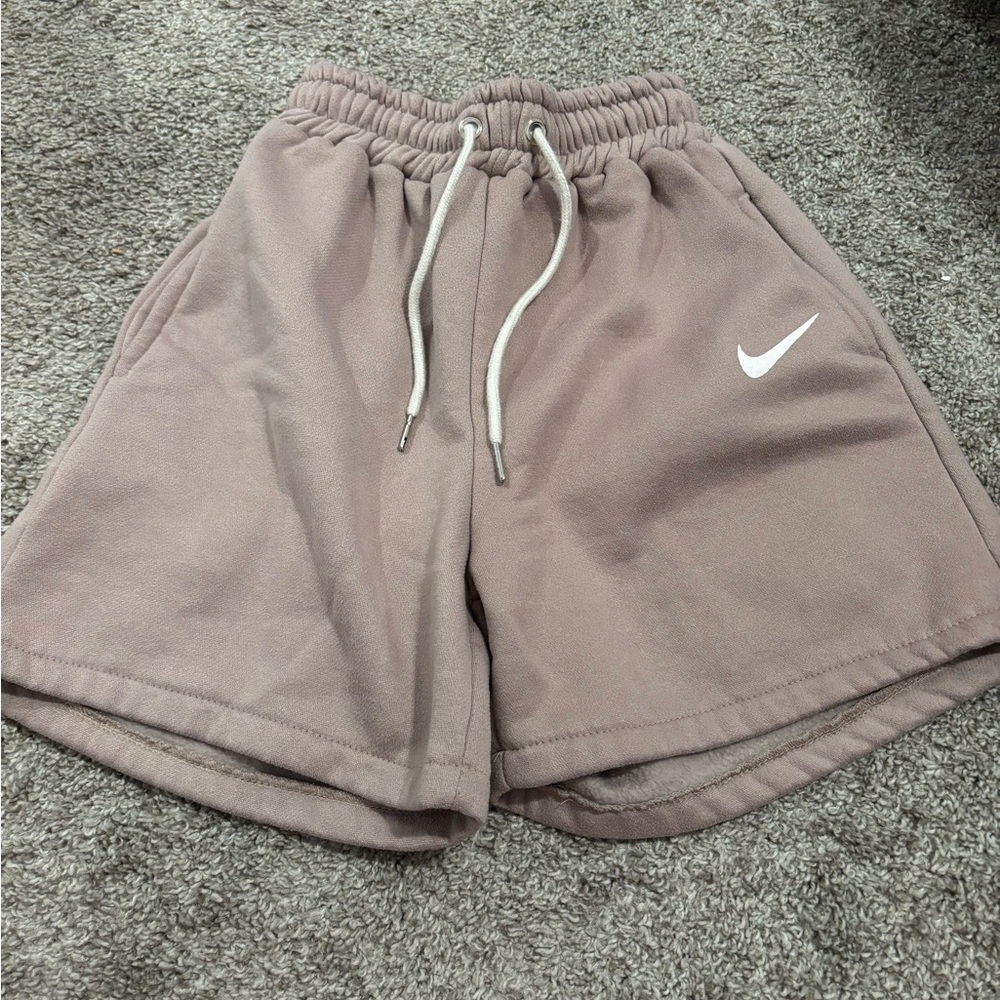 Nike Beige Shorts with White Swoosh